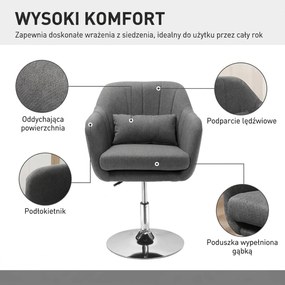HOMCOM Krzesło biurowe krzesło obrotowe fotel obrotowy z regulacją wysokości tkanina kolor ciemnoszary