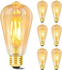 NETTLIFE Zestaw 6 żarówek LED E27 Ciepła biel Retro Żarówki Edisona 2200 K ST64 Antyczna lampa Energooszczędna 4 W Przemysłowa dekoracyjna dla
