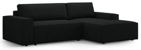 Czarny rozkładany narożnik z materiału bouclé (prawostronny) Jodie – Micadoni Home