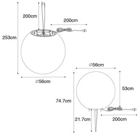 Zewnetrzna Nowoczesna zewnętrzna lampa wisząca biała 56 cm IP65 - Nura Nowoczesny Oswietlenie zewnetrzne