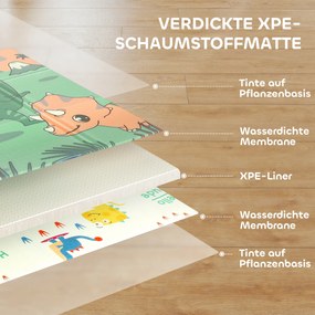 AIYAPLAY Mata do zabawy dla niemowląt 196 x 176 x 1,5 cm składana dwustronna mata do raczkowania wielokolorowa