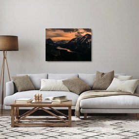 Obraz na szkle jeziora między górami (70x50 cm)