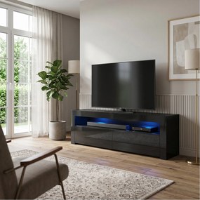 Szafka RTV stojąca ECLISSE 130,2 cm do Salonu pod Telewizor - Czarny