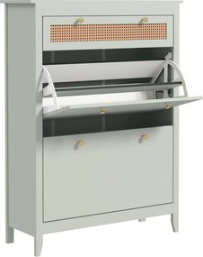 HOMCOM Szafka na 12 par butów z 1 wysuwaną szufladą, 2 klapowanymi szufladami, Komoda na buty, 88 x 30 x 120 cm, Zielony