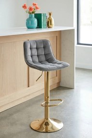 Szary pikowany hoker glamour tapicerowany welurem E4-N21