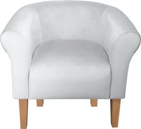 Fotel Milo tkanina Welur wygodny fotel tapicerowany do salonu i sypialni : Kolor nogi - Drewno, Kolor tkaniny - VELVET - MG39, Wysokość nogi - 20 cm