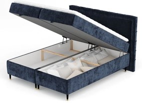 Ciemnoniebieskie łóżko boxspring ze schowkiem 180x200 cm Voyage – Maison de Rêve
