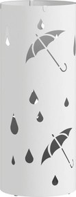 HOMCOM Stojak na parasole, stal, kształt kolumny, wyjmowana taca, Ø17 x 41H cm, Biały | Aosom PL