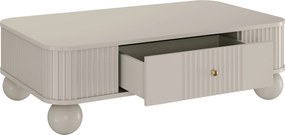 Stolik kawowy Vesper 103x60 cm z szufladą - kaszmir / złote uchwyty / nogi kule
