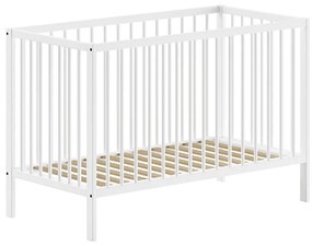 Białe łóżeczko z litego drewna sosnowego 60x120 cm DINO – Vipack
