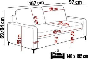 Sofa TINO 140 z funkcja spania System Włoski i pojemnikiem ONTARIO 16 WERSAL