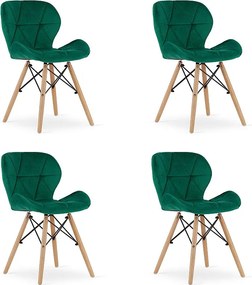 Krzesło Valora WAKO Velvet w kolorze zielonym, nowoczesny design do salonu x4