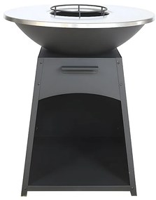 Grill z płytą i paleniskiem ze stali - szer. 81 x dł. 81 x wys. 96 cm - Czarny - CORVERA