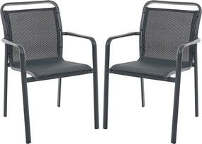 Zestaw 2 ogrodowych foteli sztaplowanych z aluminium i tkaniny siatkowej - Ciemnoszary - VELYRA od MYLIA