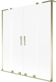 Mexen Velar L Duo parawan nawannowy 2-skrzydłowy rozsuwany 150 x 150 cm, szron, złoty - 896-150-003-32-50