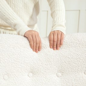 HOMCOM Fotel bujany z poduszką lędźwiową gruba wyściółka antypoślizgowy kremowy komfortowy | Aosom PL