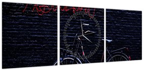Obraz roweru w Amsterdamie (z zegarem) (90x30 cm)