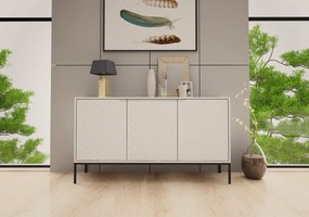 Komoda ze wzorem jodełki Aspen 03 biały mat/czarny