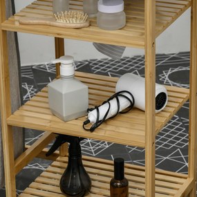 HOMCOM Segregator na pranie, multifunkcyjny, z deską do prasowania i workiem 57L, stelaż z bambusa, 113x34x82cm, naturalny/szary