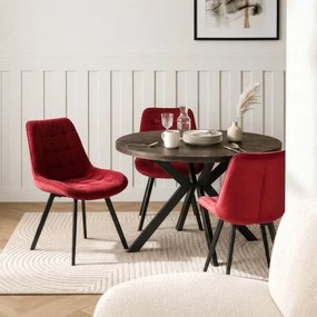 Krzesło Tapicerowane do Salonu RICK Bordowe Welurowe Loft