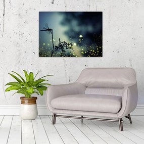 Obraz - Ważka w błyszczącej nocy (70x50 cm)