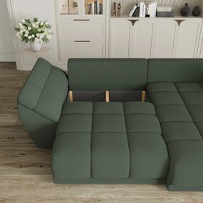 Masseno Narożnik ORENTI z funkcją spania i pojemnikiem na pościel Narozniki L, Rozkładana sofa - Zielony, QUELLE 37