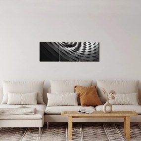 Abstrakcyjny obraz - czarno - biała spirala (z zegarem) (90x30 cm)