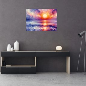 Obraz - Kolorowy artystyczny zachód słońca (70x50 cm)