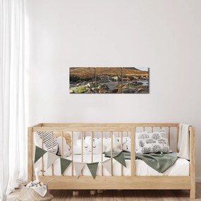 Obraz - Góra z rzeką (z zegarem) (90x30 cm)