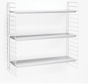 Półka 3-poziomowa z białymi elementami Metaltex Libro, dł. 70 cm