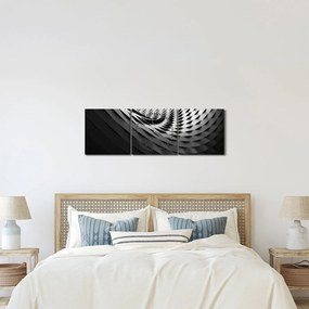 Abstrakcyjny obraz - czarno - biała spirala (z zegarem) (90x30 cm)