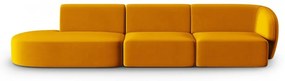 Musztardowa aksamitna sofa prawostronna 311 cm Paolo – Milo Casa
