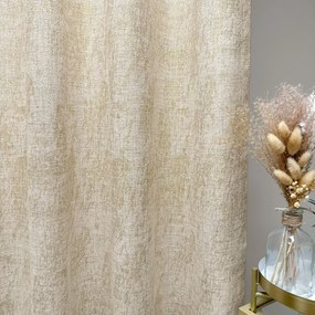 Zasłona na metry beżowa ze złotymi przetarciami elegancka - wys. 300 cm