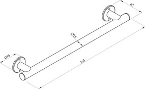 Uchwyt prysznicowy prosty czarny 36 cm