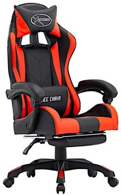 Czarno czerwone fotel gamingowy z podnóżkiem W2-S91