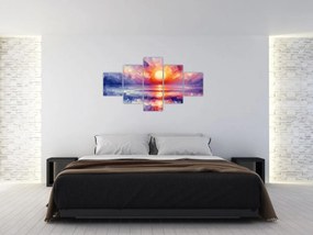 Obraz - Kolorowy artystyczny zachód słońca (125x70 cm)