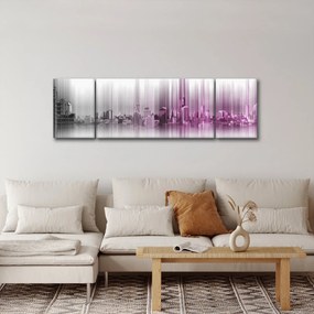 Obraz - Panorama miasta, różowo-  szara (170x50 cm)