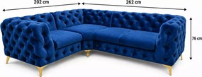 Narożnik pikowany Chesterfield Moet 202x262 cm glamour luksusowy do salonu