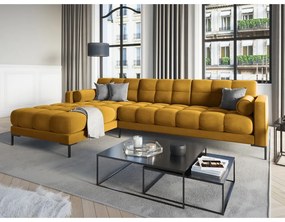 Żółty aksamitny narożnik Cosmopolitan Design Bali, lewostronny