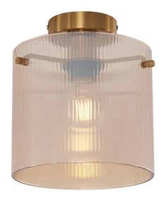 Art Deco Lampa Sufitowa Mosiężna z Bursztynowym Szkłem - Laura ArtDeco Oswietlenie wewnetrzne