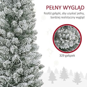 HOMCOM Choinka 180 cm z girlandą LED, sztuczne drzewko, odporna na ogień, z metalową podstawą, Zielona | Aosom PL