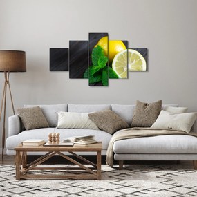 Obraz cytryn i mięty na stole (125x70 cm)