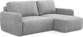Narożnik prawostronny z funkcją spania - z tkaniny szenilowej - jasny szary - LILO