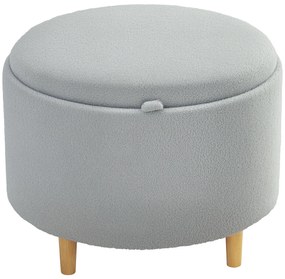 HOMCOM Taboret z Teddyfleece, Ukryty Schowek, Odwracalna Klapka, 56 cm x 56 cm x 42 cm, Szary