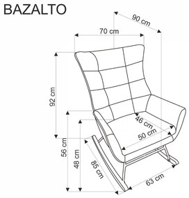 Fotel bujany BAZALTO VELVET zielony HALMAR