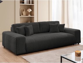 Ciemnoszara sztruksowa rozkładana sofa ze schowkiem 260 cm Justin – Ropez