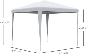 Outsunny Pawilon Ogrodowy Imprezowy Pawilon Pawilon Ogród Festiwalowy Namiot System Klikający 90 g/m² PE-Plachta Stal Biały 2,7 x 2,7 m