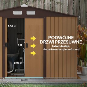 Outsunny metalowy domek narzędziowy z fundamentem żółty szopa ogrodowa 277x195x192 cm trwały i praktyczny | Aosom PL