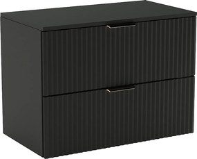 Szafka pod umywalkę WENA, ryflowane fronty, Willy, 80x60x47 cm, Czarna