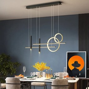 Axis – lampa wisząca LED czarno-złota, nowoczesne oświetlenie nad stół w salonie, kuchni lub sypialni